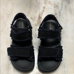 Nine West Women’s Frayed Black Sandals